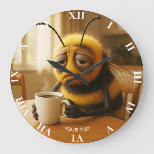Grande Horloge Ronde Abeille Fantastique Mignonne Très Fatiguée