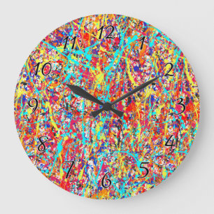 Grande Horloge Ronde Abrégé sur vif éclaboussure de peinture