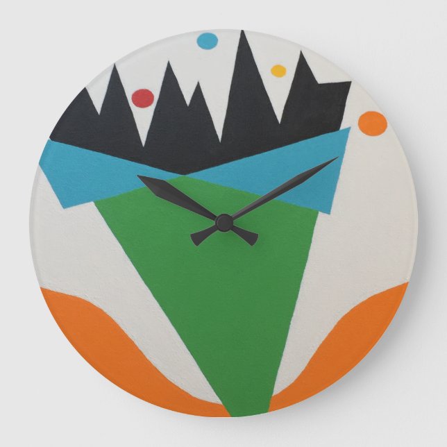 Grande Horloge Ronde Abstract Confetti Cone Round Clock (Recto)