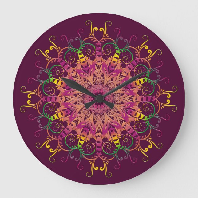 Grande Horloge Ronde Abstract ethnic mandala (Recto)
