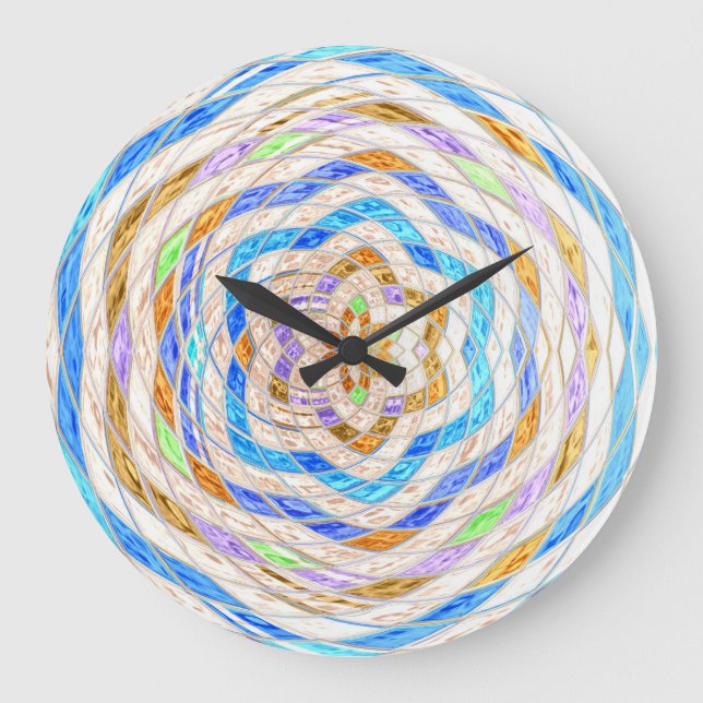 Grande Horloge Ronde Abstract Stained Glass Mosaic Pattern #3 (Recto)