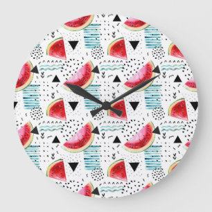 Grande Horloge Ronde Abstract Watermelon Pattern