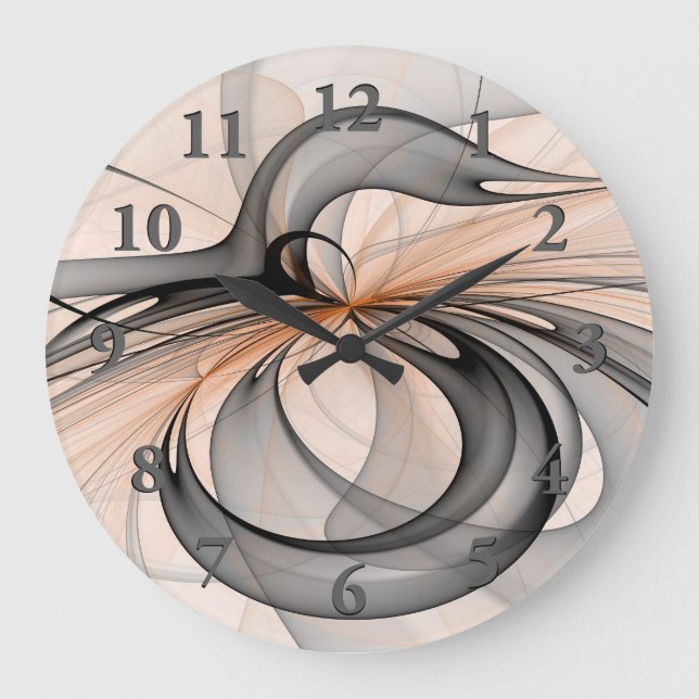 Grande Horloge Ronde Abstrait Anthracite Grey Sienna Art moderne fracta (Recto)