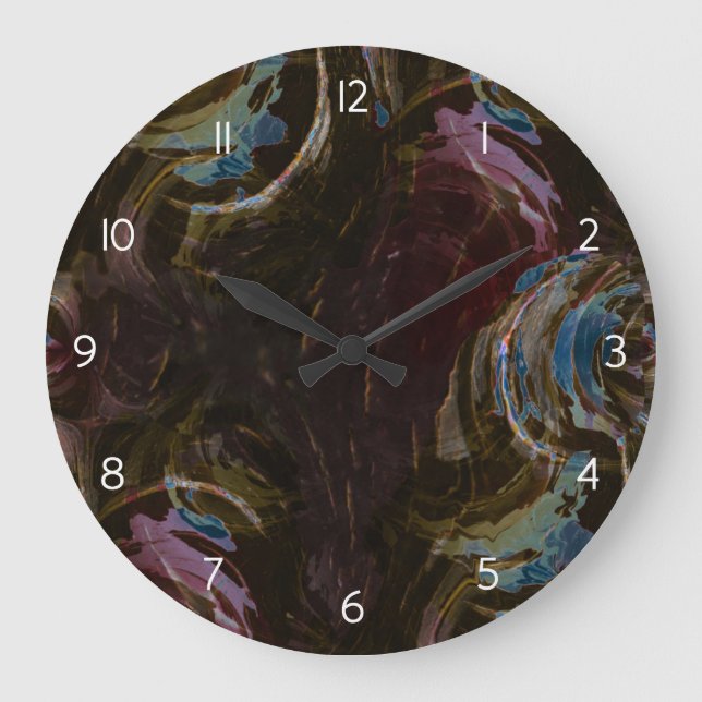 Grande Horloge Ronde Abstrait atomique noir rétro (Recto)