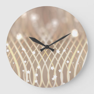 Grande Horloge Ronde Abstrait Brown, Waves Stars Arrière - plan.