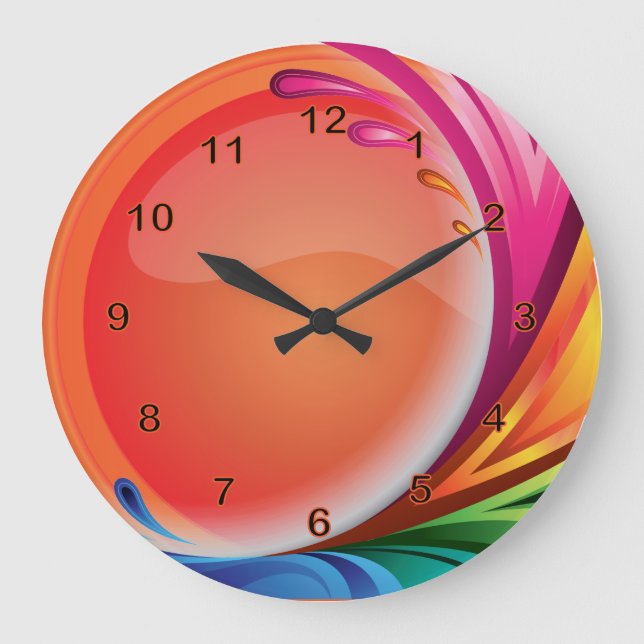 Grande Horloge Ronde Abstrait de couleur vive (Recto)