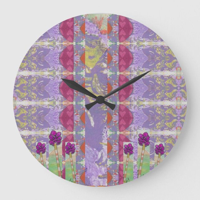 Grande Horloge Ronde Abstrait floral (Recto)