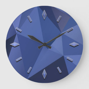 Grande Horloge Ronde Abstrait, géométrique, élégant, coloré, polyg