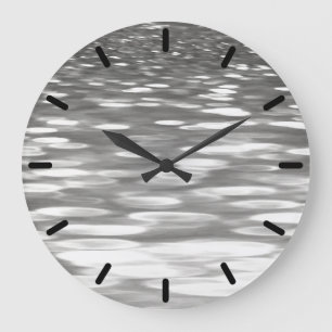 Grande Horloge Ronde Abstrait n° 3 : brillant gris argenté