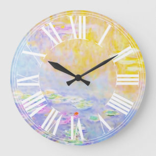 Grande Horloge Ronde abstrait, nénuphars de Monet 7