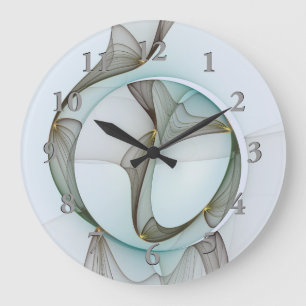 Grande Horloge Ronde Abstrait Turquoise Brown Gold Elegance