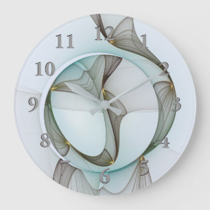 Grande Horloge Ronde Abstrait Turquoise Brown Gold Elegance