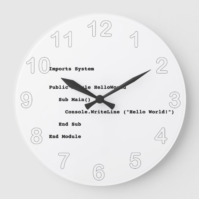 Grande Horloge Ronde Accueil du monde de Visual Basic Hello (Recto)