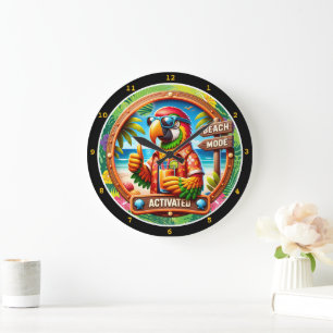Grande Horloge Ronde Accueil du perroquet en mode plage