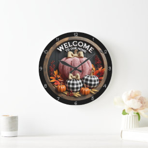 Grande Horloge Ronde Accueil Maison Cosy Citrouilles D'Automne