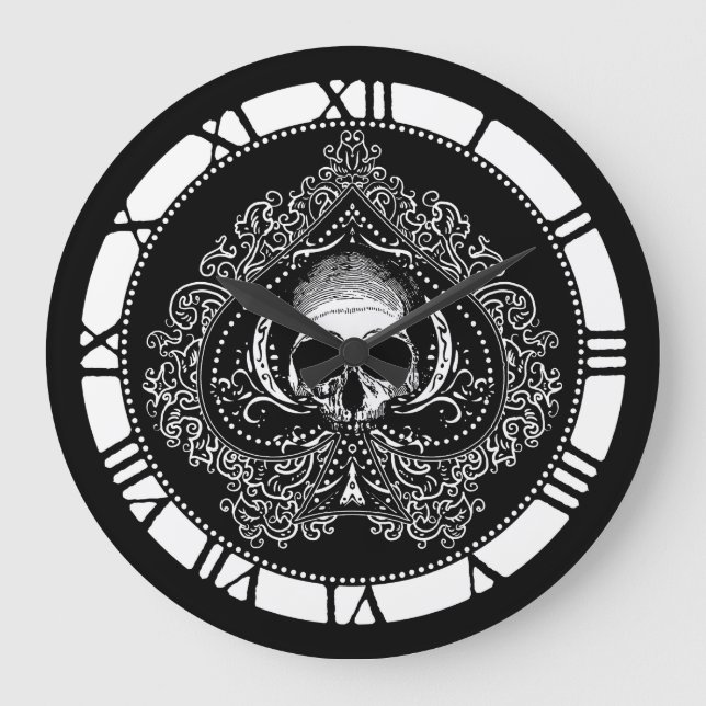 Grande Horloge Ronde Ace Crâne de pique (Recto)