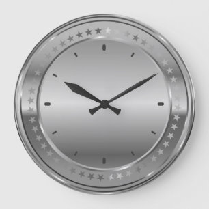 Grande Horloge Ronde Acier inoxydable de conception métallique gris arg