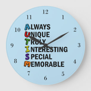 Grande Horloge Ronde Acrostiche mignon de fierté d'autisme