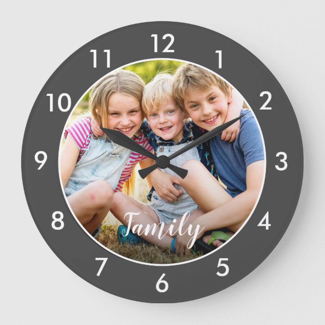 Grande Horloge Ronde Add Your Own Photo Gray (Recto)