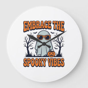 Grande Horloge Ronde Adoptez la chemise Halloween fantôme des vibration