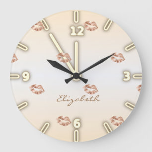 Grande Horloge Ronde Adorable Cool ,Lèvres -Personnalisé