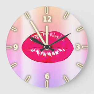 Grande Horloge Ronde Adorable Cool Tendance Ombre Lèvres