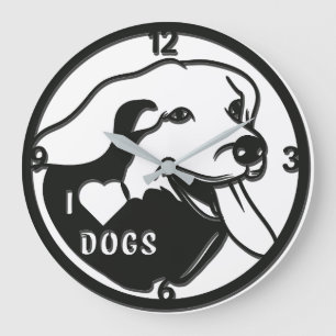 Grande Horloge Ronde Adorable J'aime les chiens