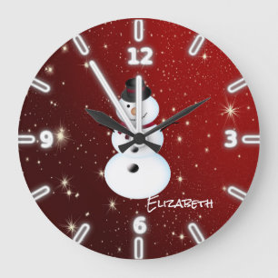 Grande Horloge Ronde Adorable Snowman