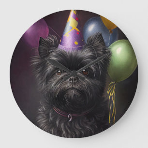 Grande Horloge Ronde Affenpinscher Chien Ballons d'anniversaire