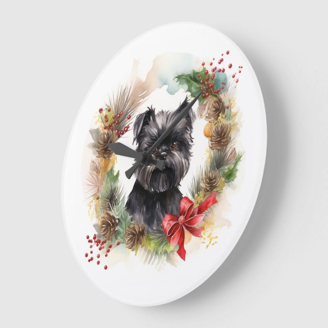 Grande Horloge Ronde Affenpinscher Christmas Wreath Festive Pup (Angle)