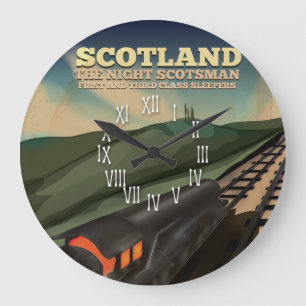 Grande Horloge Ronde Affiche de voyage en locomotive en Écosse