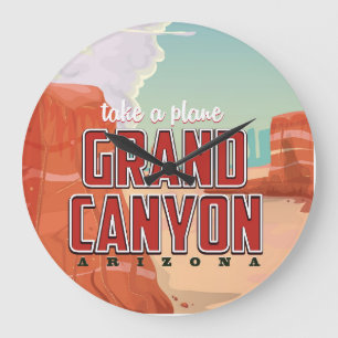 Grande Horloge Ronde Affiche de voyage vintage Grand Canyon