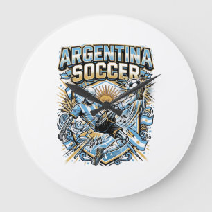 Grande Horloge Ronde Affiche des Nations de football squelette d'Argent