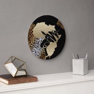 Grande Horloge Ronde Africa en or – Patrimoine afrocentrique 