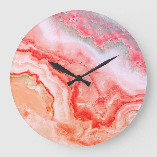 Grande Horloge Ronde Agate minérale de luxe Rose Gold Blush (Recto)