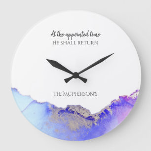 Grande Horloge Ronde Agate Purple Blue Bible Large Clock