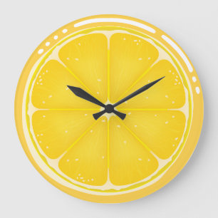 Grande Horloge Ronde Agrumes TROPICALES FRUITS D'ÉTÉ Citrons d'orange