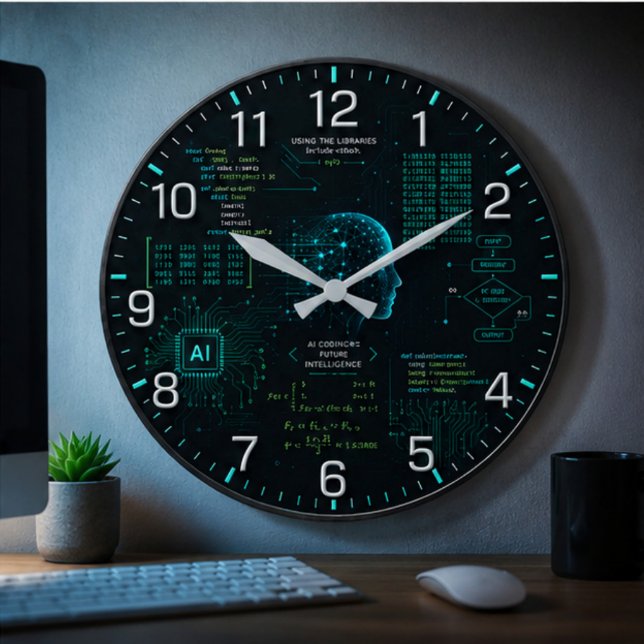 Grande Horloge Ronde AI Coding Programming Computer Science Software  (Créateur téléchargé)