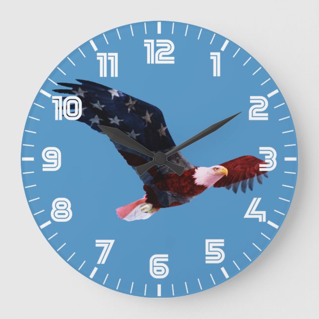 Grande Horloge Ronde Aigle à drapeau américain (Recto)