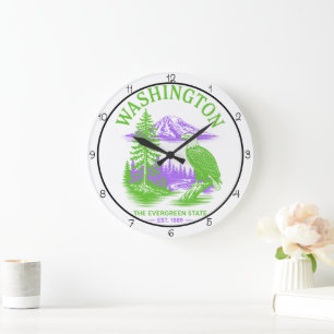 Grande Horloge Ronde Aigle de l'État Evergreen de Washington