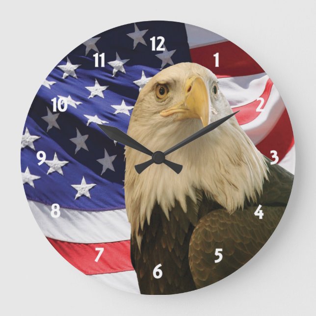 Grande Horloge Ronde Aigle et drapeau américains (Recto)