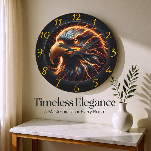 Grande Horloge Ronde Aigle Flamboyant en Vol