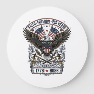 Grande Horloge Ronde Aigle Patriotique 250 Ans Vintage Liberté