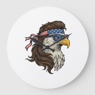 Grande Horloge Ronde Aigle patriotique Mullet Gravure vintage vecteur D