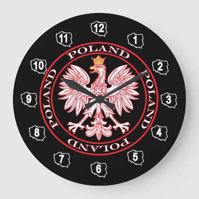 Grande Horloge Ronde Aigle Polonais Énoncé Dans L'Horloge Mur Rouge (Recto)