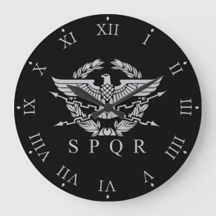 Grande Horloge Ronde Aigle romain SPQR Laurier et chiffres romains