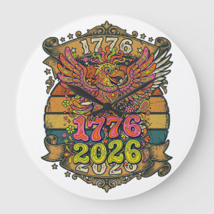 Grande Horloge Ronde Aigle Vintage 1776 2026 T-shirt Bubble Patriotique