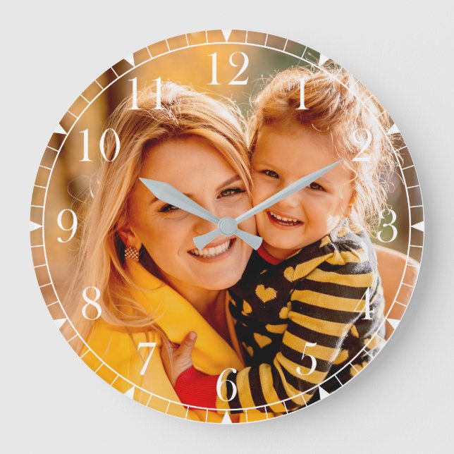 Grande Horloge Ronde Ajouter votre propre photo | MODÈLE (Recto)