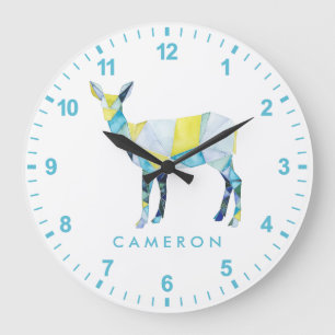 Grande Horloge Ronde Ajoutez votre animal   géométrique nommé de cer