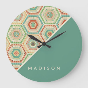 Grande Horloge Ronde Ajoutez votre motif nommé d'hexagone de sud-ouest